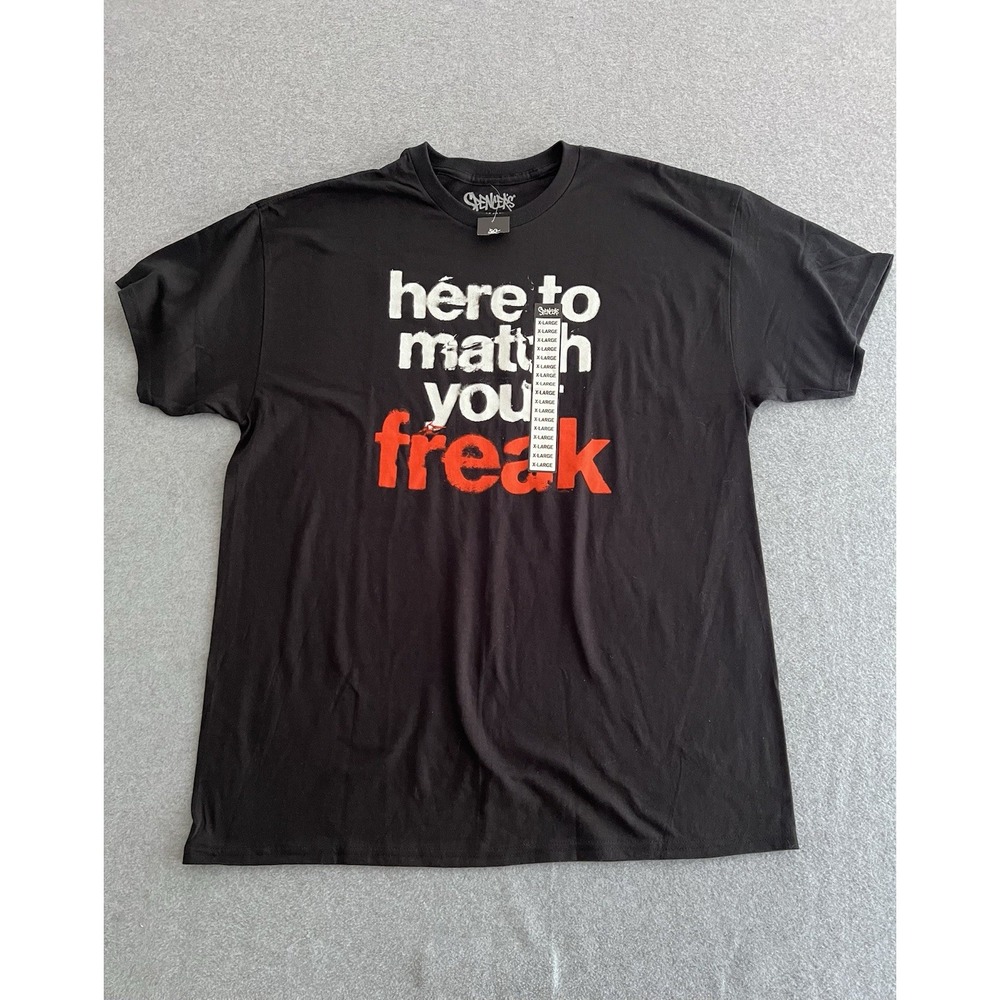 Spencers Here To Match Your Freak Black Graphic Short Sleeve T Shirt Men's XL